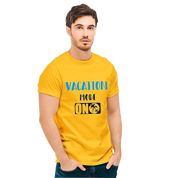 Vacation Mode ON Black Printed T-Shirt