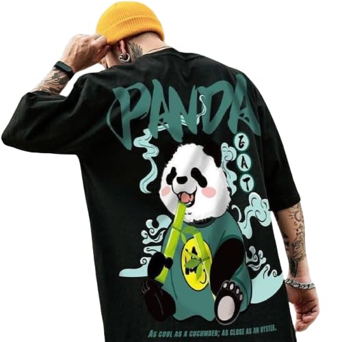 Men’s Black Oversized Panda Graphic T-Shirt – Streetwear Style