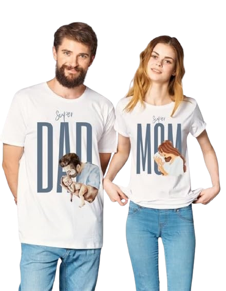 Mom Dad Graphic Print Couple T-Shirt – Celebrate Family Love in Style