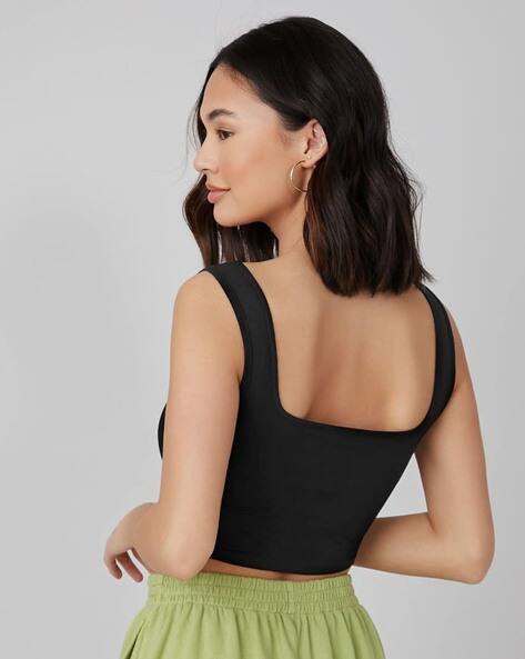 Women’s Ribbed Square Neck Crop Tank Top | Stretchable Sleeveless Camisole for Gym, Casual & Layering