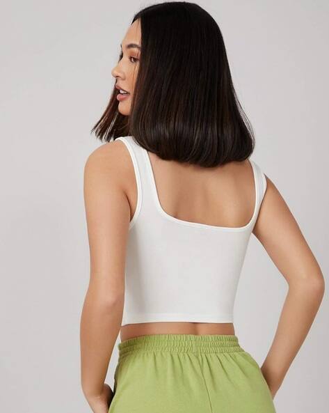 Women’s Ribbed Square Neck Crop Tank Top | Stretchable Sleeveless Camisole for Gym, Casual & Layering