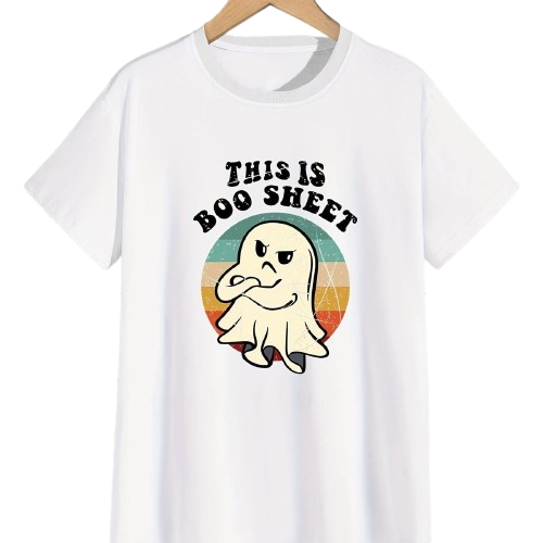 “This Is Boo Sheet” Funny Ghost Graphic T-Shirt – Black