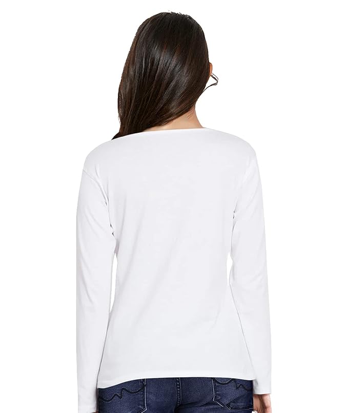 Women’s Full Sleeve White T-Shirt – Classic Cotton Casual Top