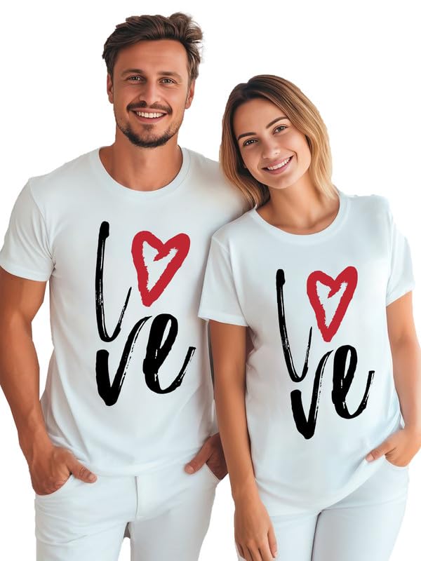 Love Heart Graphic Print Couple T-Shirt