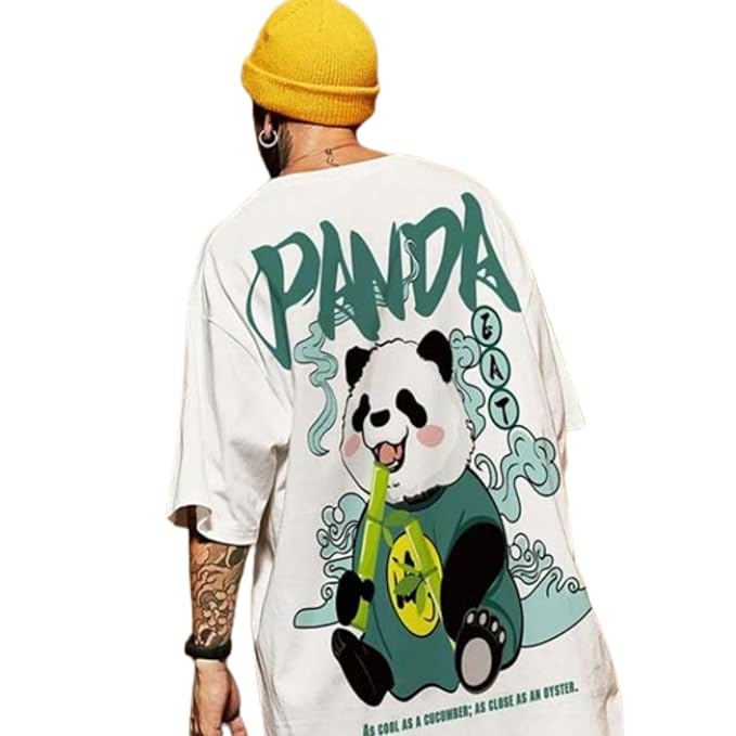 Men’s Black Oversized Panda Graphic T-Shirt – Streetwear Style