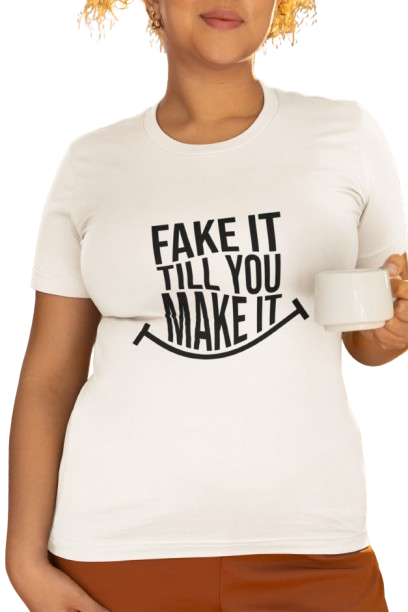 “Fake It Till You Make It” Motivational Quote T-Shirt – Lilac Purple