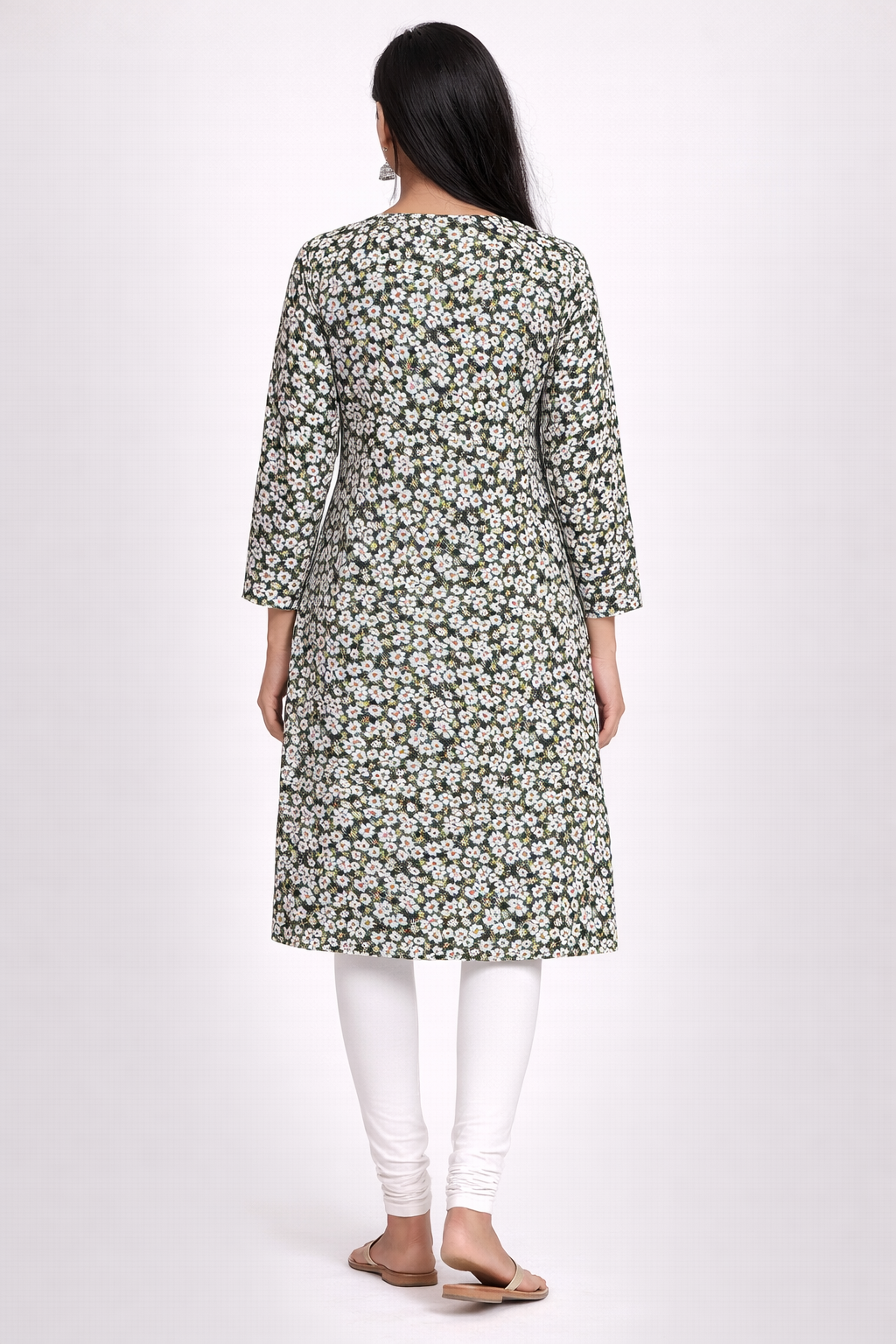 Elegant Olive Floral Printed Kurti for Women | Minimal Everyday Style by Pd Clori