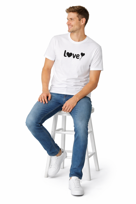 Pd Clori Love Couple T-Shirts | Matching Graphic Tees for Him & Her | Minimal White Cotton Set