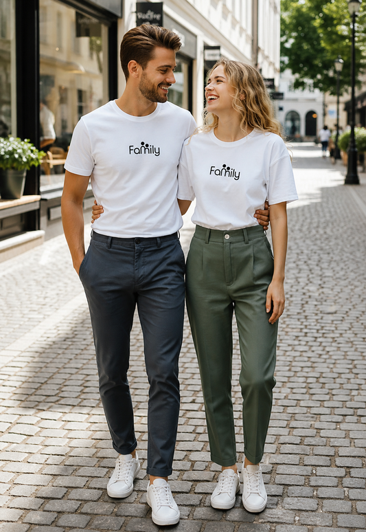 Pd Clori Family Matching White Couple T-Shirts