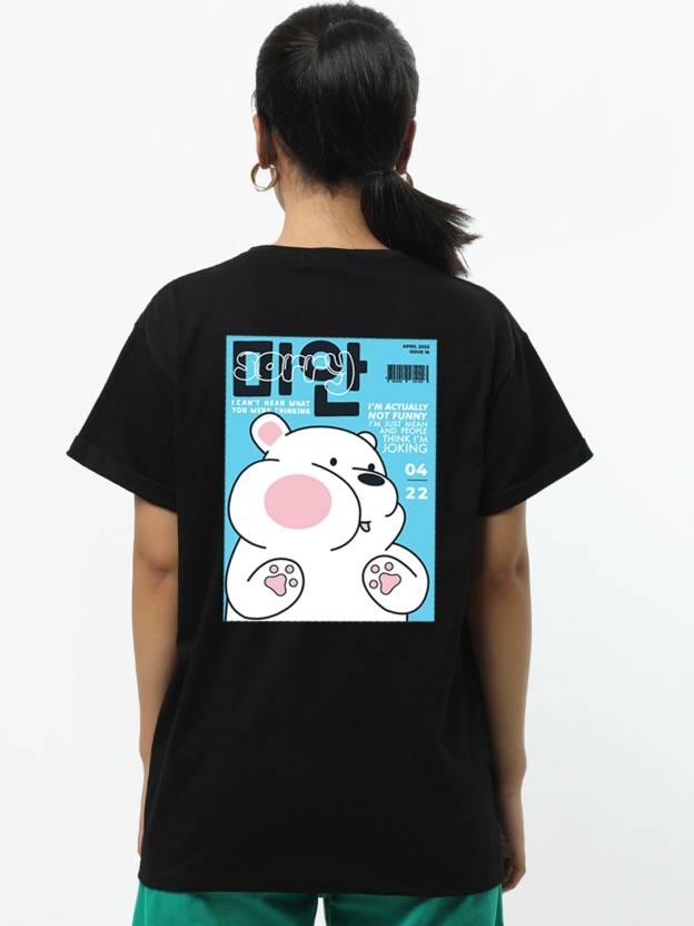 Minimal Korean Text Graphic Printed T-Shirt
