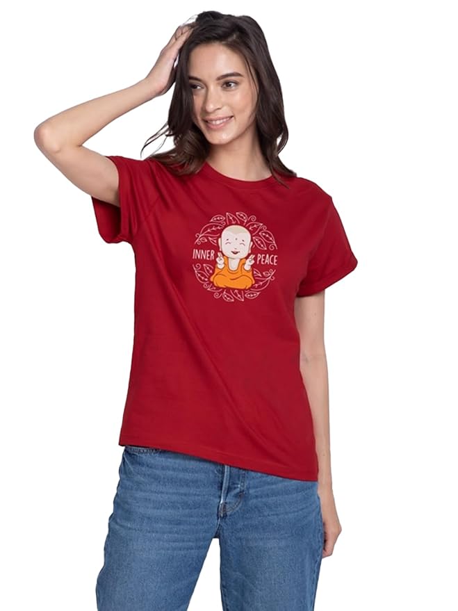 Inner Peace Monk Graphic Red T-Shirt