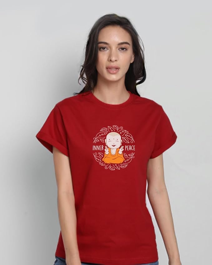 Inner Peace Monk Graphic Red T-Shirt