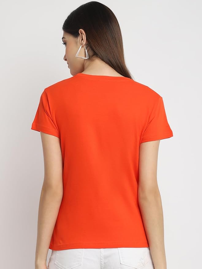 Women’s Casual Red “Feel” Printed T-Shirt