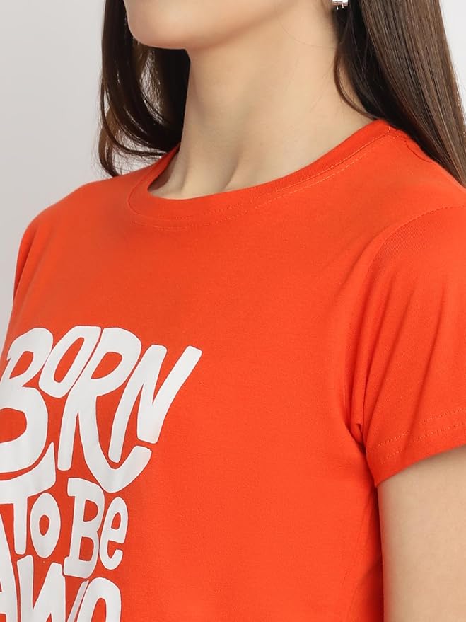 Women’s “Born To Be Awesome” Graphic Printed Cotton T-Shirt