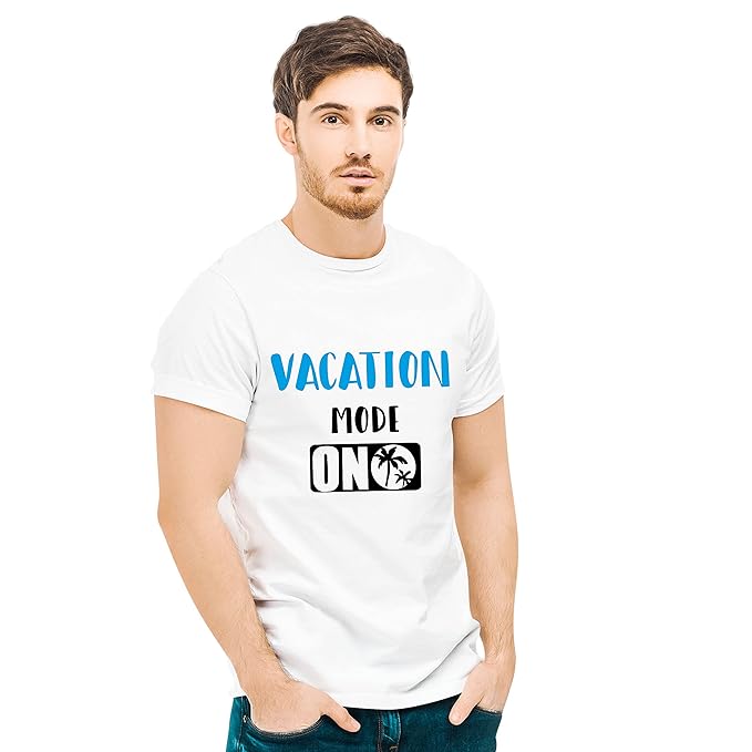 Vacation Mode ON Black Printed T-Shirt