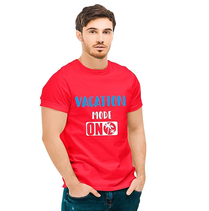 Vacation Mode ON Black Printed T-Shirt