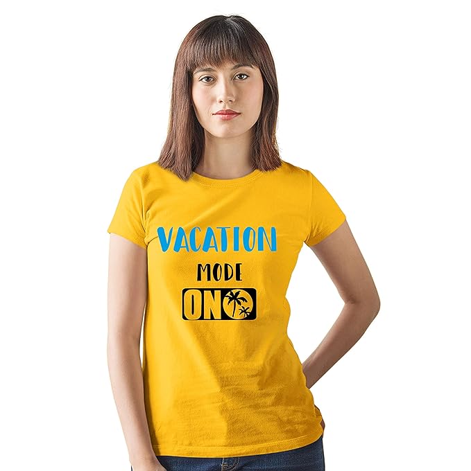 Vacation Mode ON Black Printed T-Shirt