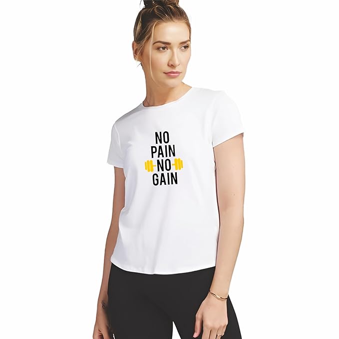 No Pain No Gain Fitness White T-Shirt
