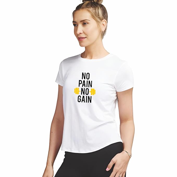 No Pain No Gain Fitness White T-Shirt