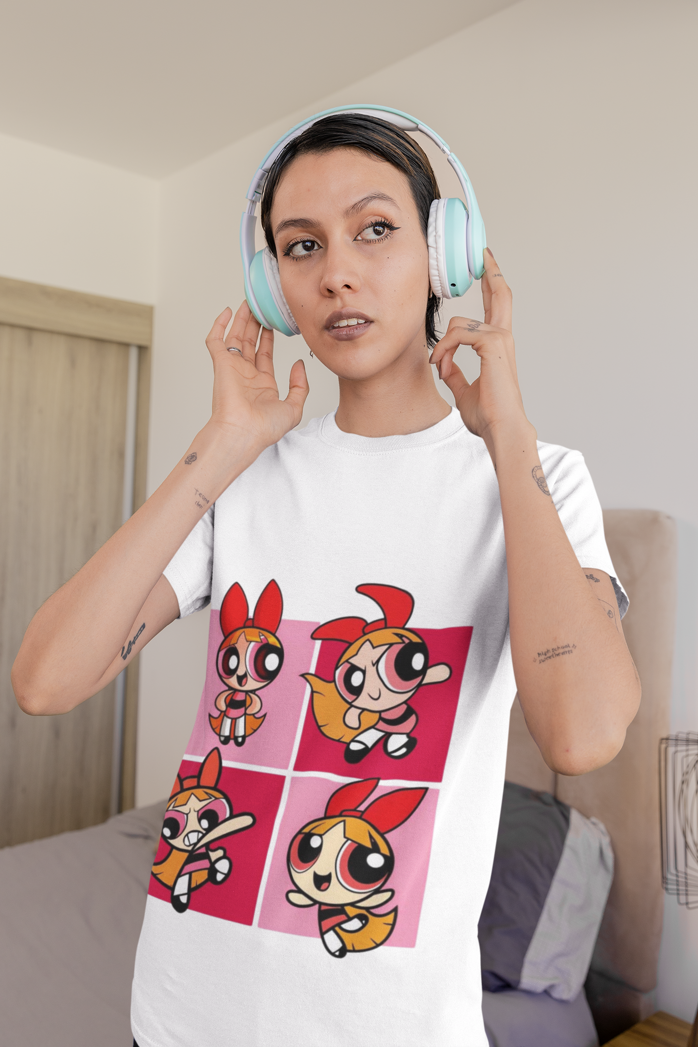 Powerpuff Girls Graphic Printed T-Shirt | Blossom Cartoon Style Tee