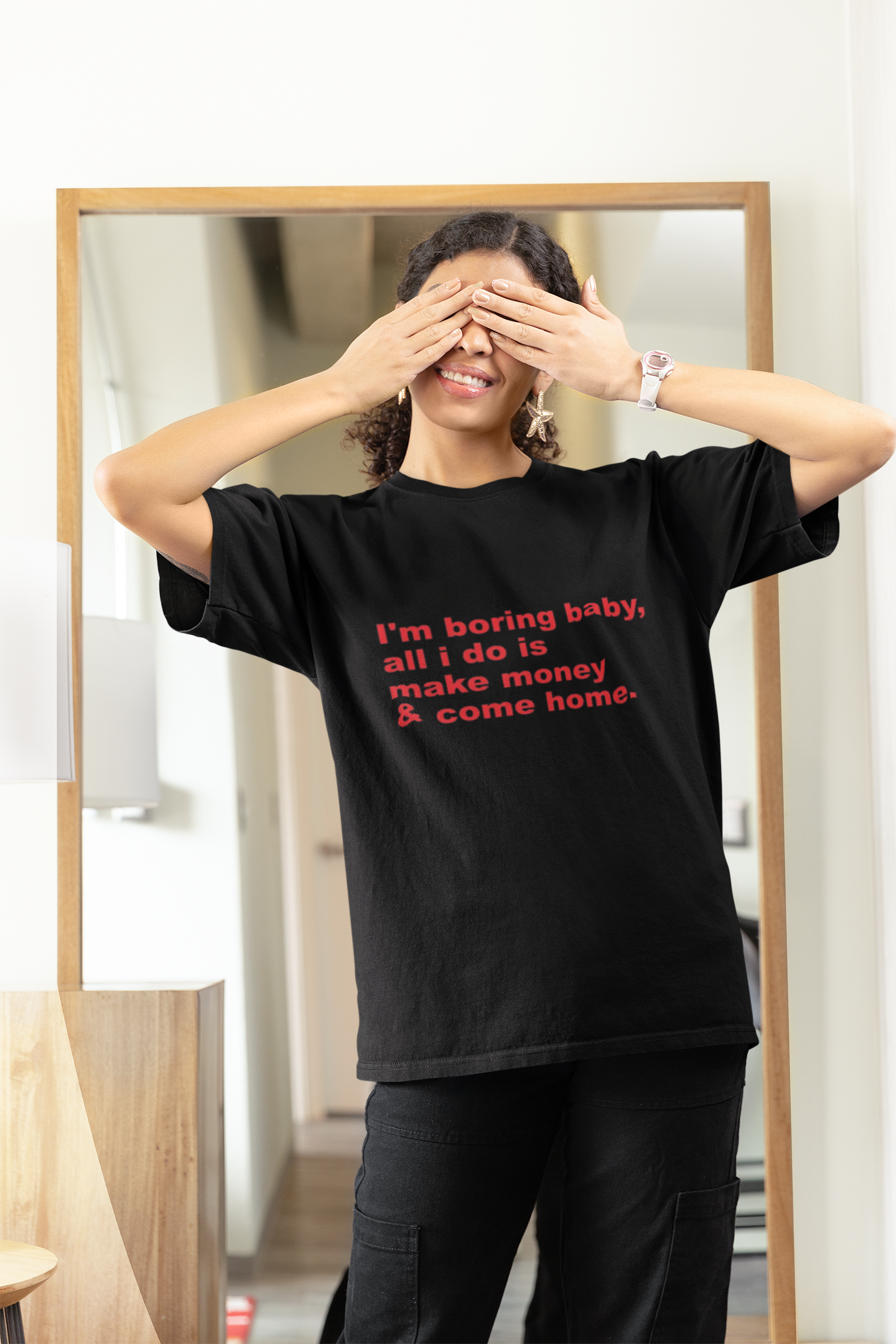 "I'm Boring Baby" Quote Graphic Printed T-Shirt | Casual Street Style Tee