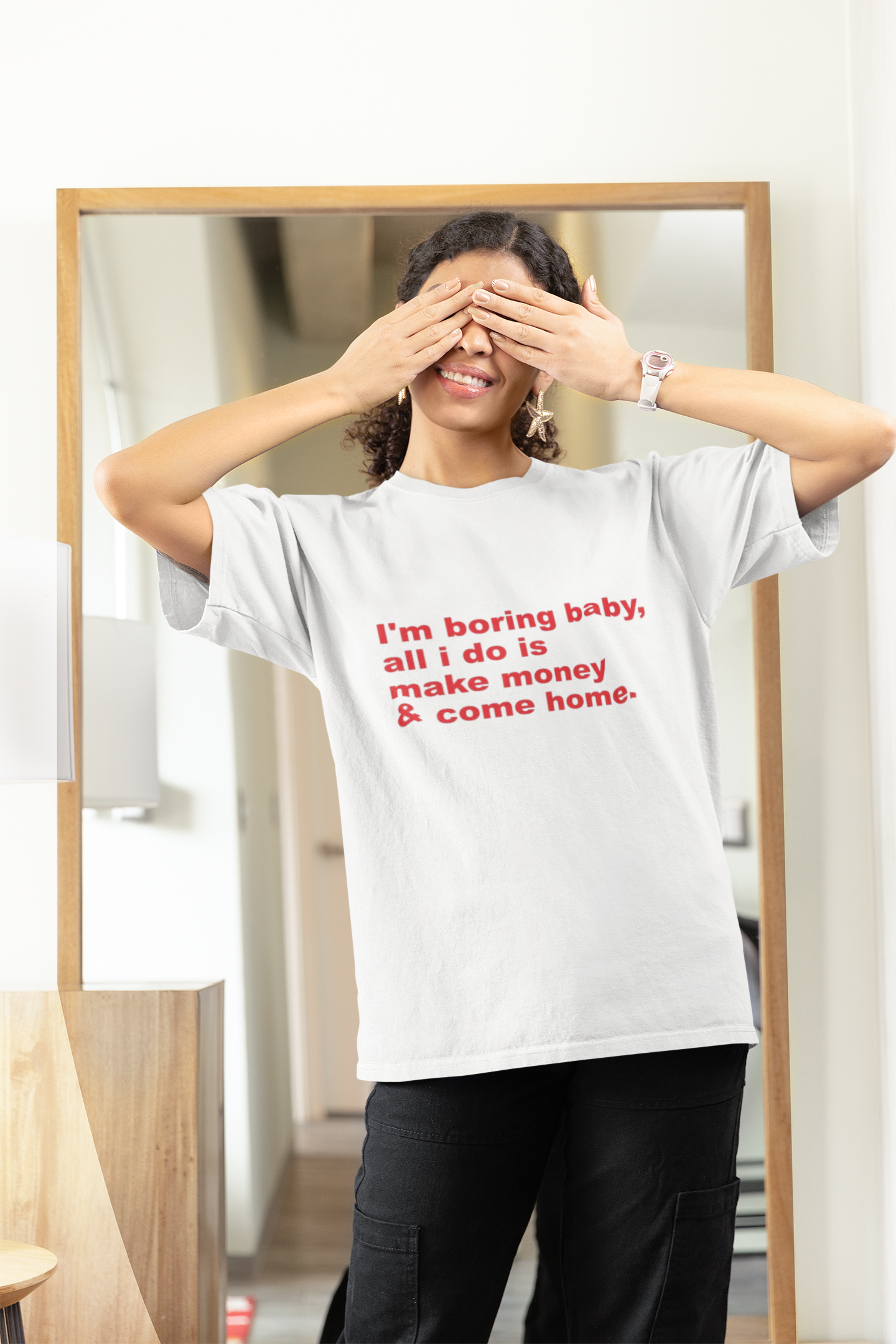 "I'm Boring Baby" Quote Graphic Printed T-Shirt | Casual Street Style Tee