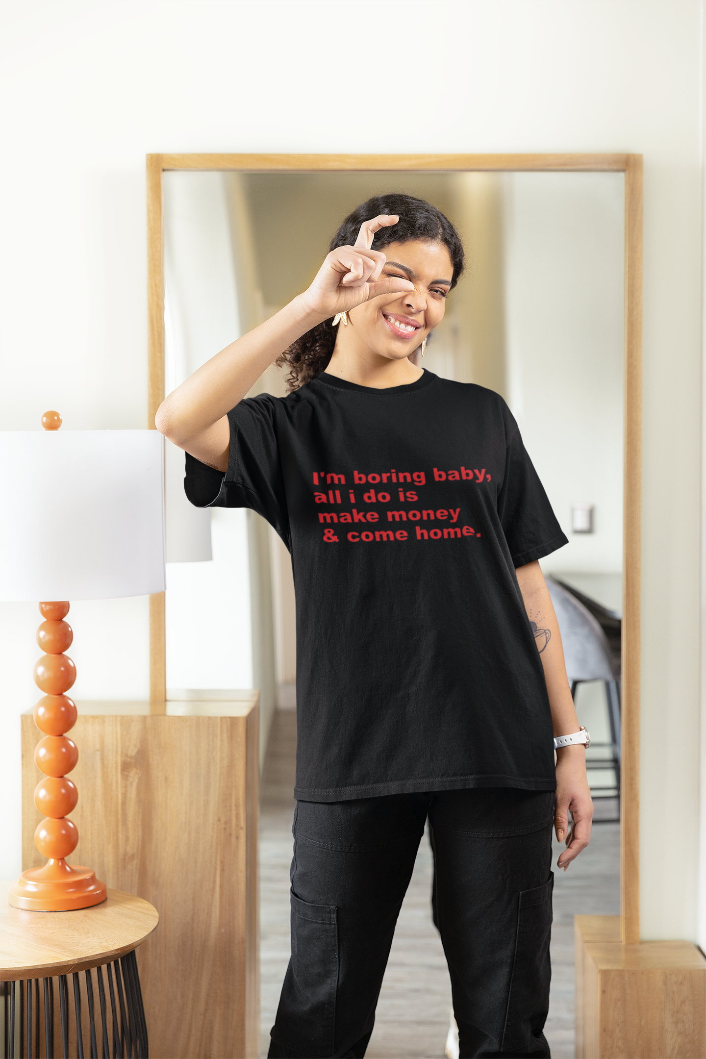 "I'm Boring Baby" Quote Graphic Printed T-Shirt | Casual Street Style Tee