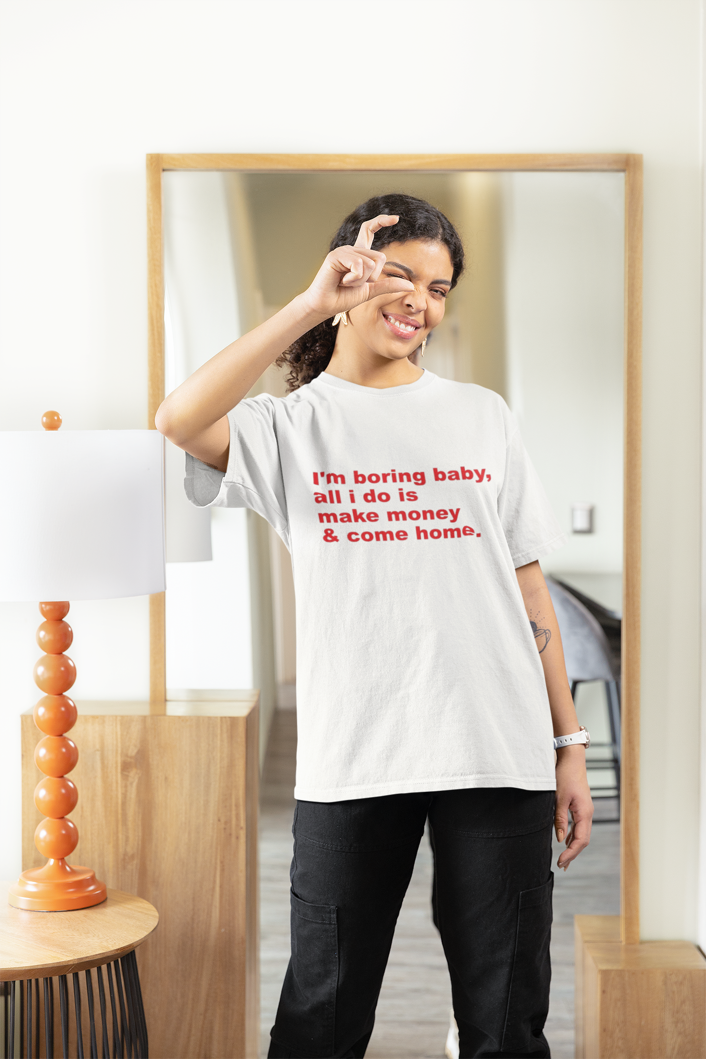 "I'm Boring Baby" Quote Graphic Printed T-Shirt | Casual Street Style Tee