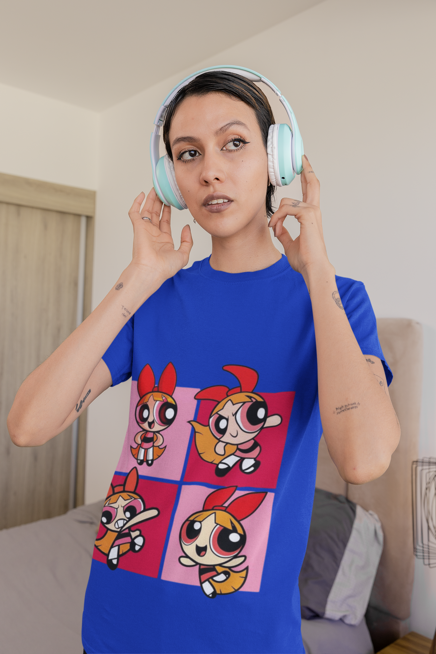 Powerpuff Girls Graphic Printed T-Shirt | Blossom Cartoon Style Tee