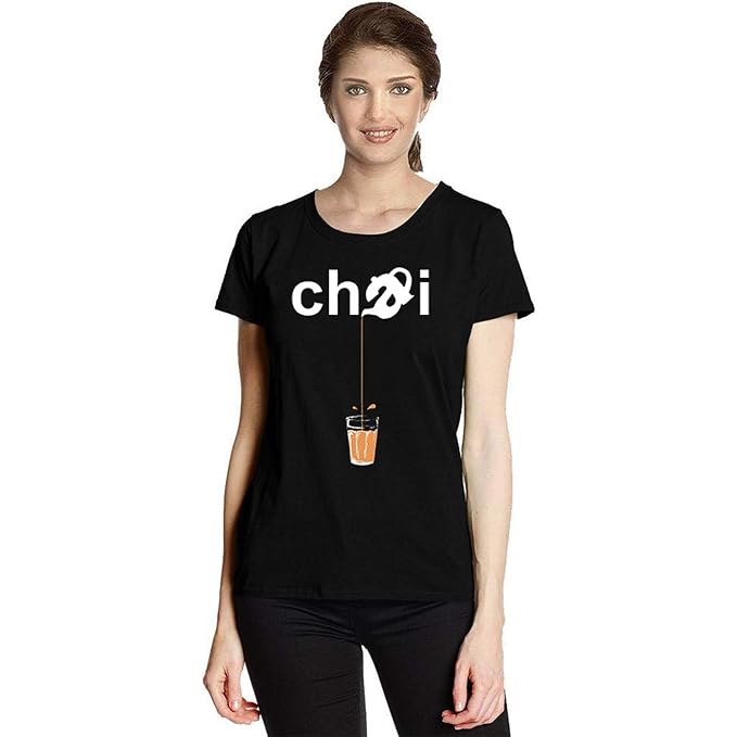 Women’s Black “Chai” Graphic T-Shirt | Fun & Quirky Desi Tea Lover Tee