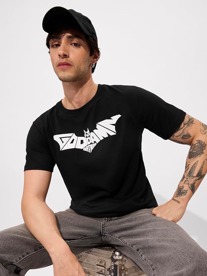 Batman Graphic Printed T-Shirt | Iconic Dark Knight Logo Tee
