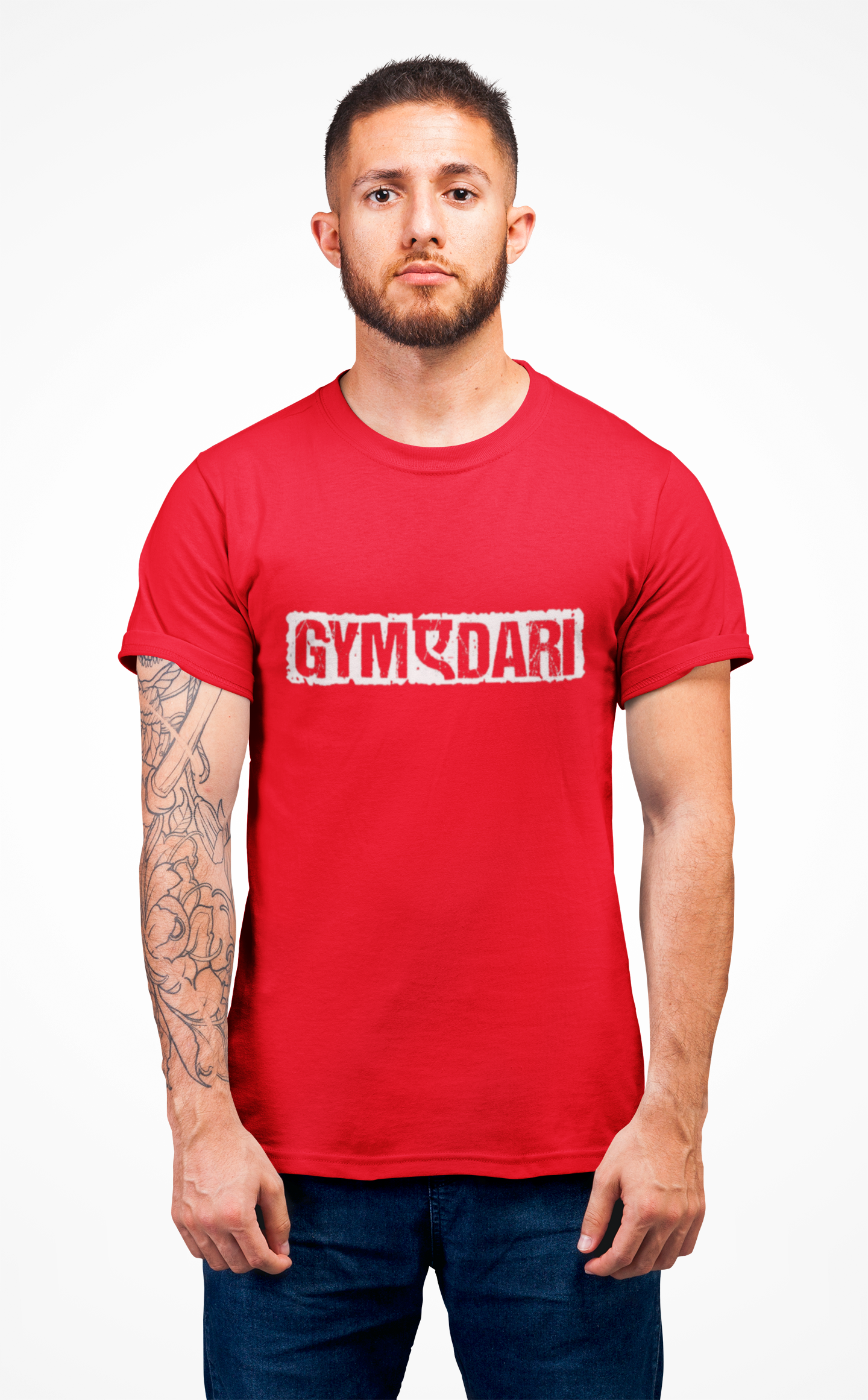 GYMADARI Men’s Graphic Printed Black T-Shirt | Bold Gym Motivation Tee