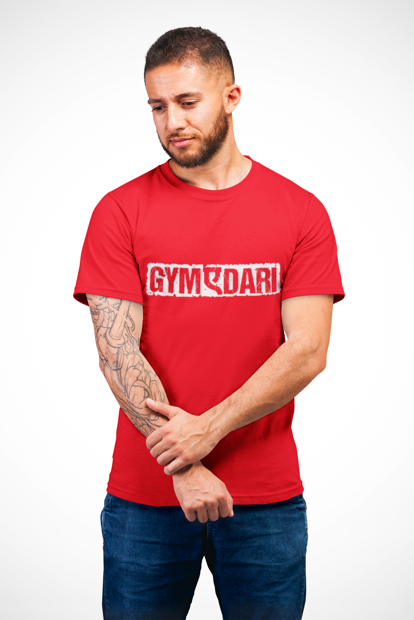 GYMADARI Men’s Graphic Printed Black T-Shirt | Bold Gym Motivation Tee