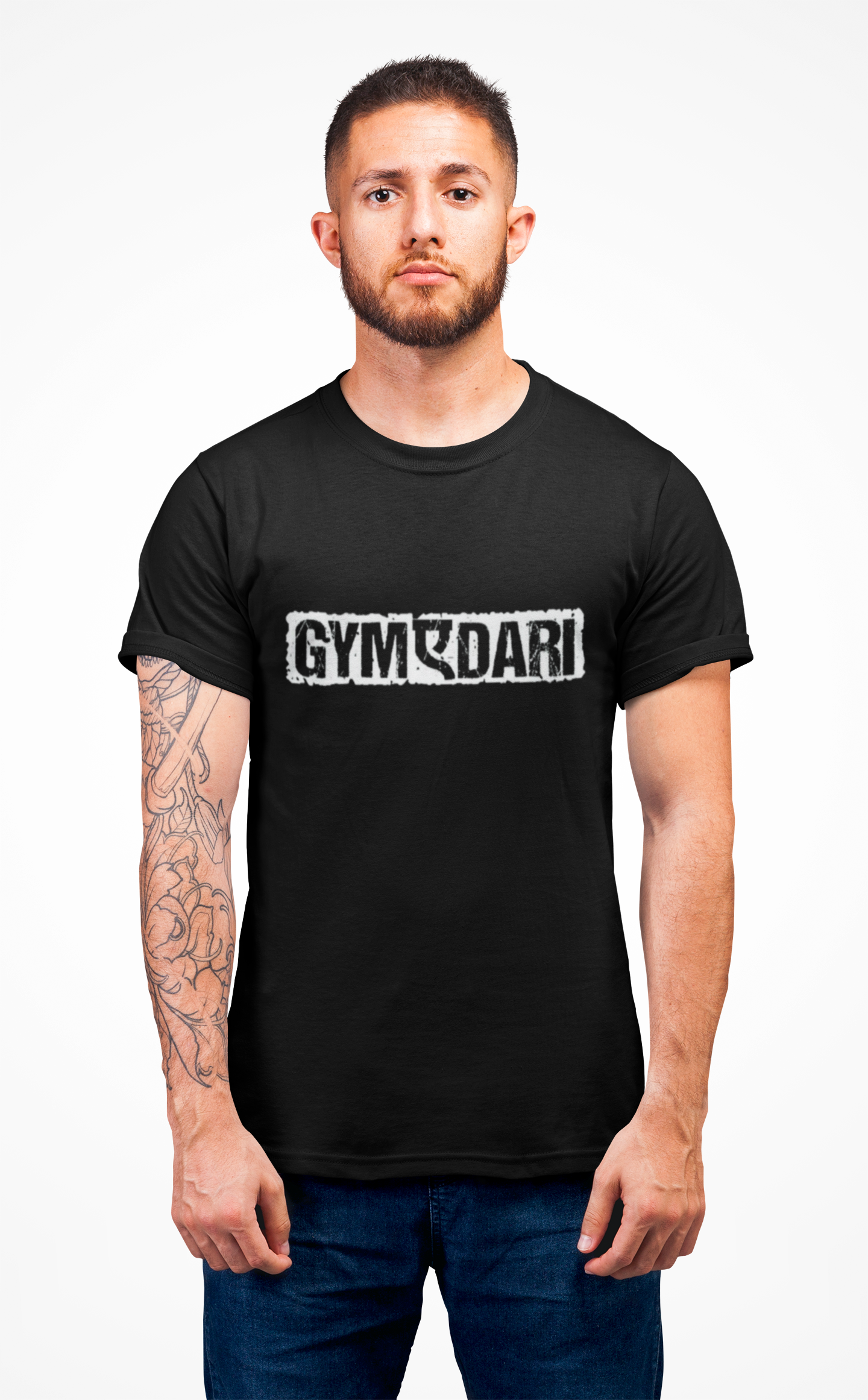 GYMADARI Men’s Graphic Printed Black T-Shirt | Bold Gym Motivation Tee