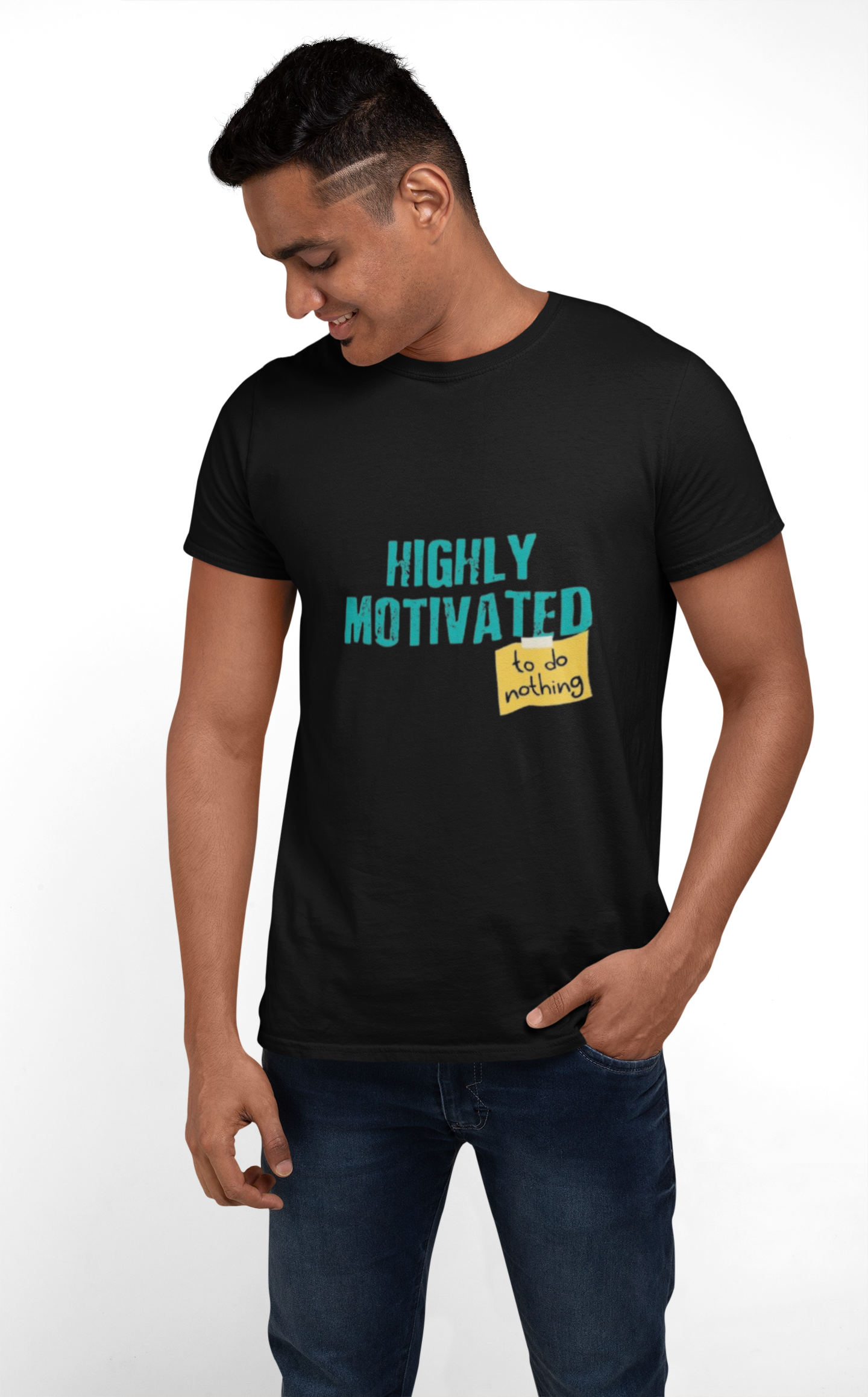 Highly Motivated Men’s Graphic Printed Black T-Shirt