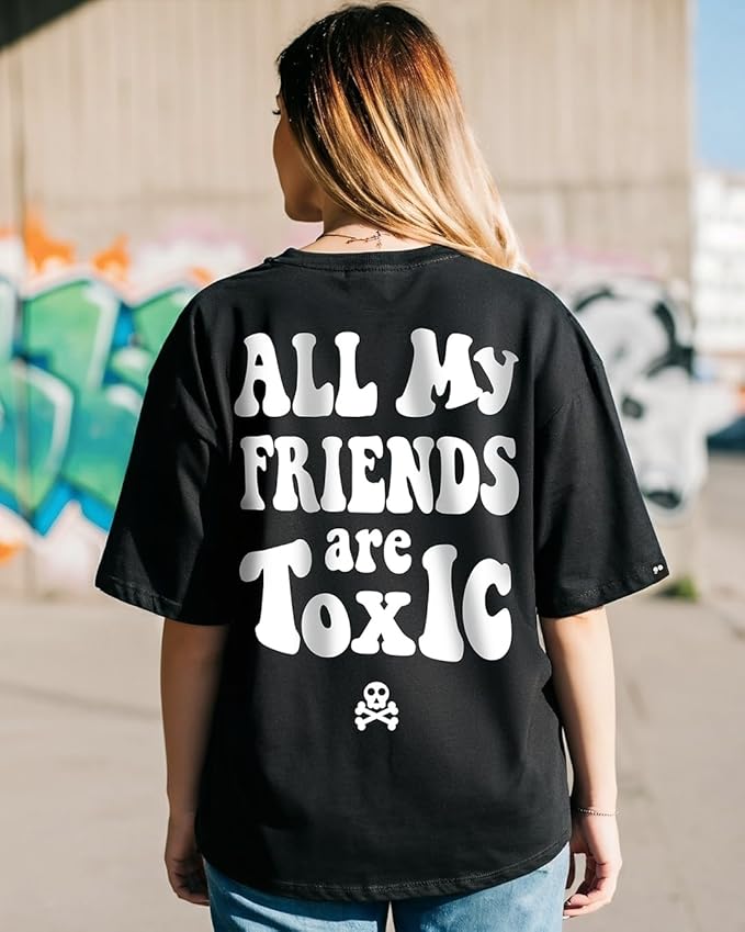 Toxic Symbols Oversized Black T-Shirt