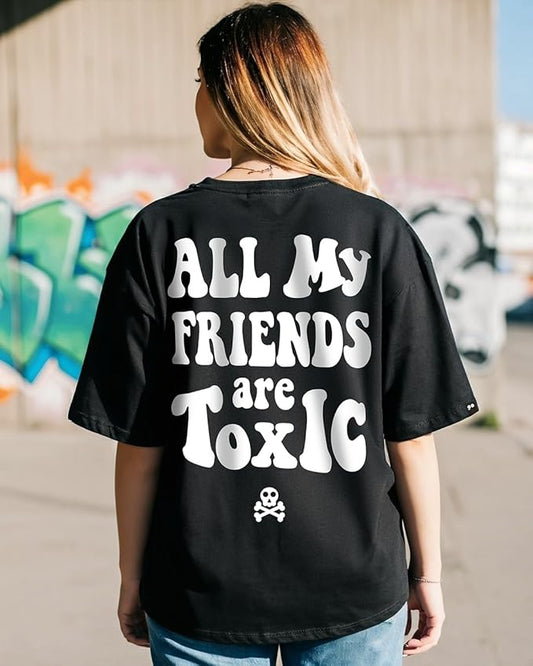 Toxic Symbols Oversized Black T-Shirt