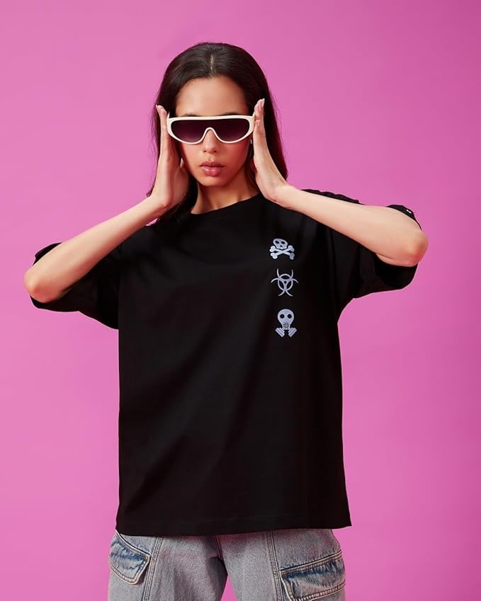 Toxic Symbols Oversized Black T-Shirt