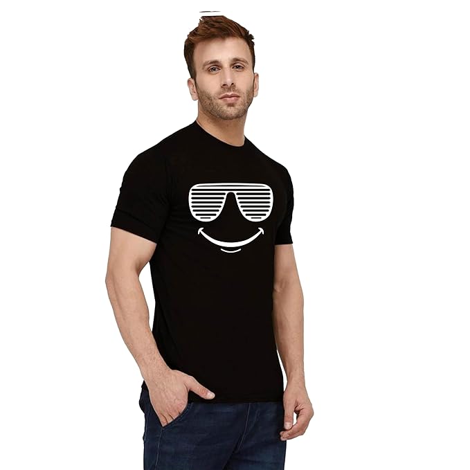 Cool Shades Smile Graphic Printed Black T-Shirt