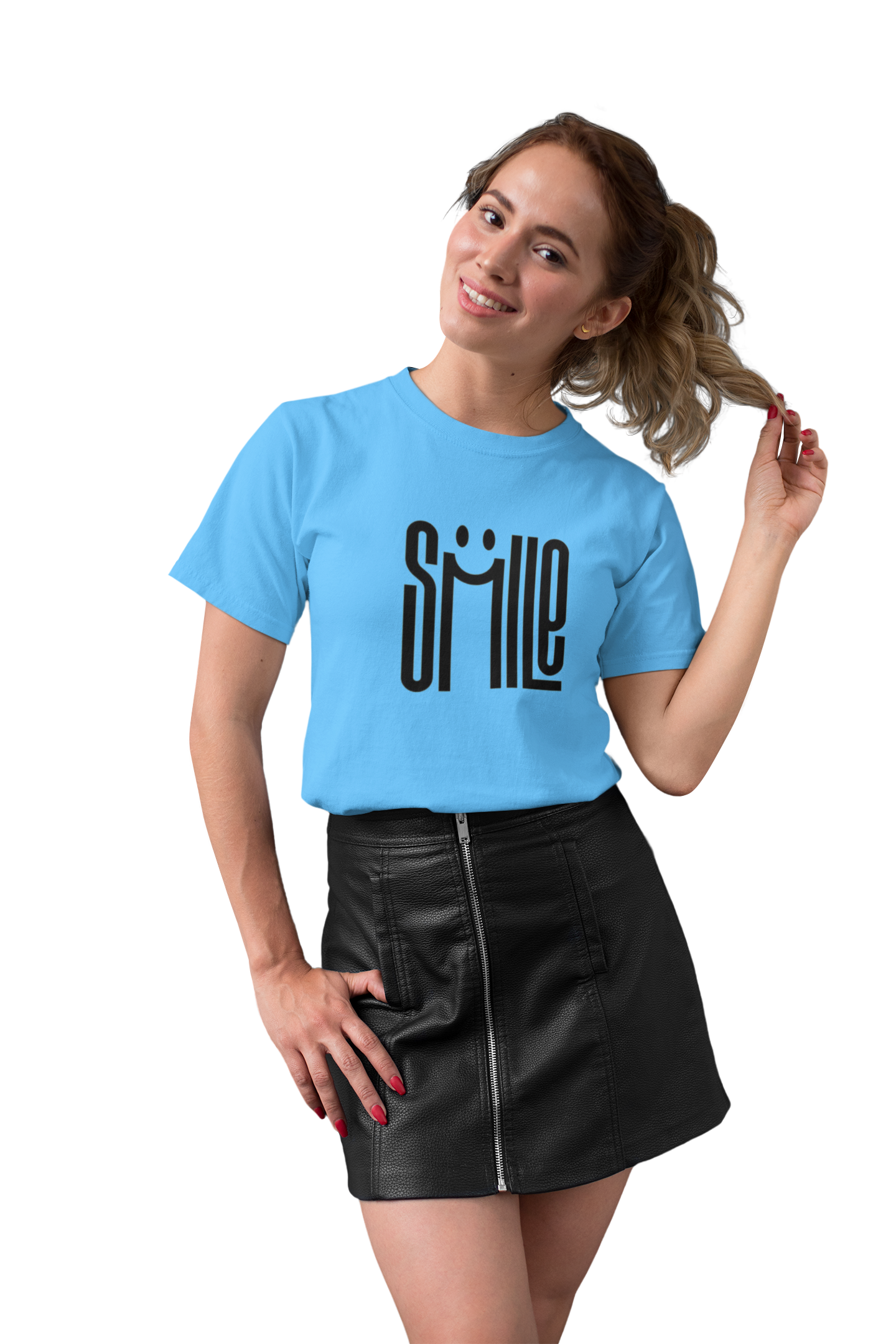 Bold Red "Smile" Graphic T-Shirt for Women