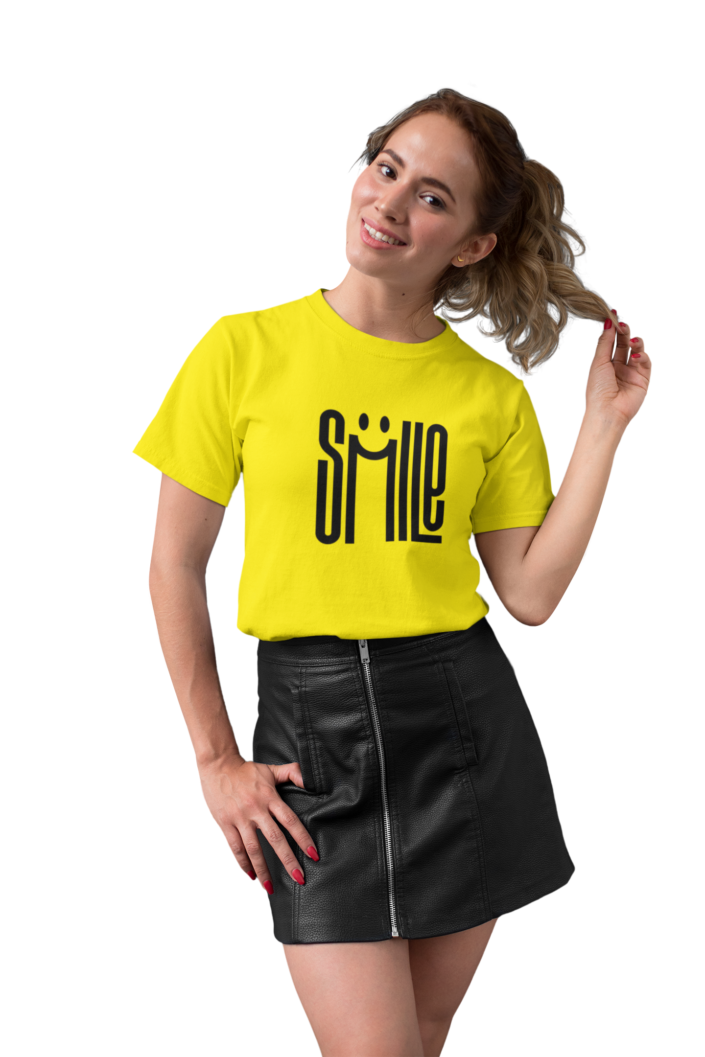 Bold Red "Smile" Graphic T-Shirt for Women