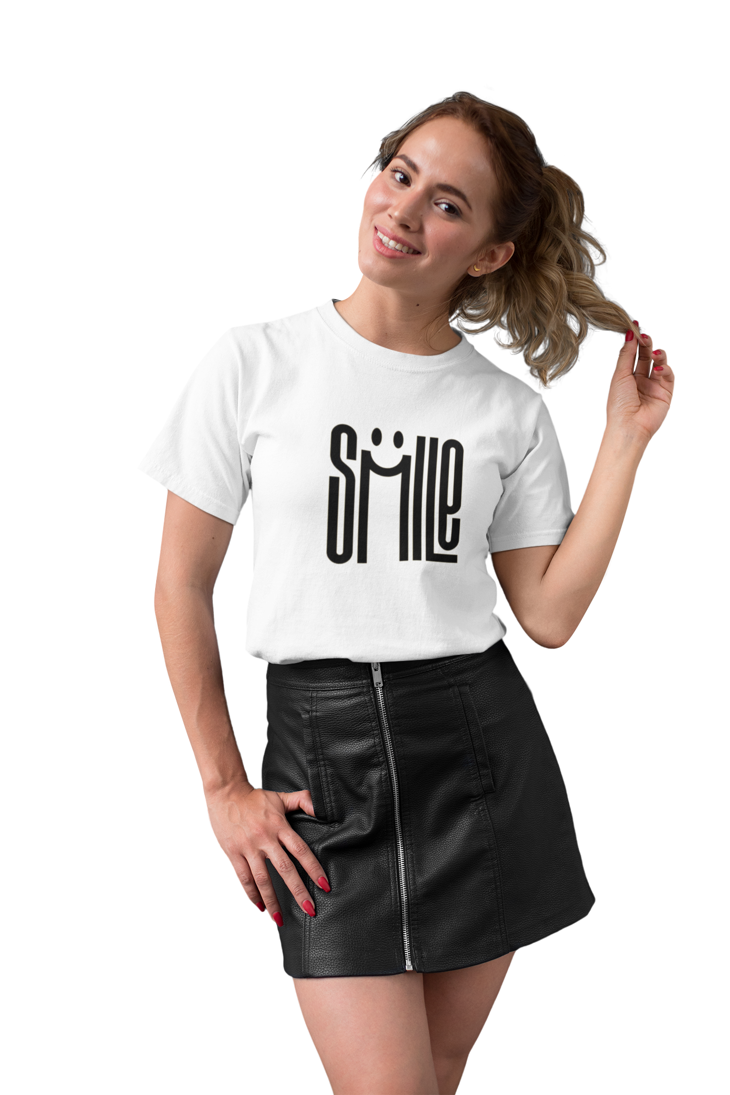 Bold Red "Smile" Graphic T-Shirt for Women