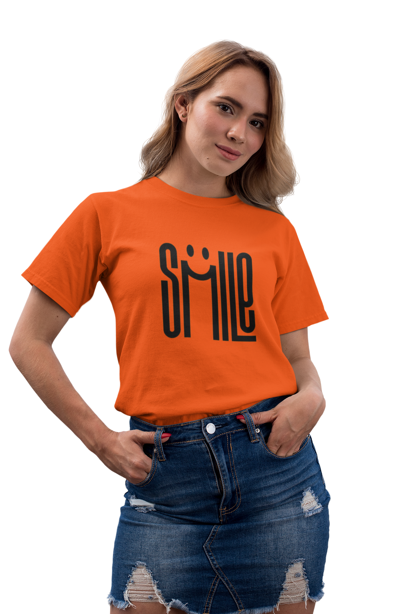 Bold Red "Smile" Graphic T-Shirt for Women
