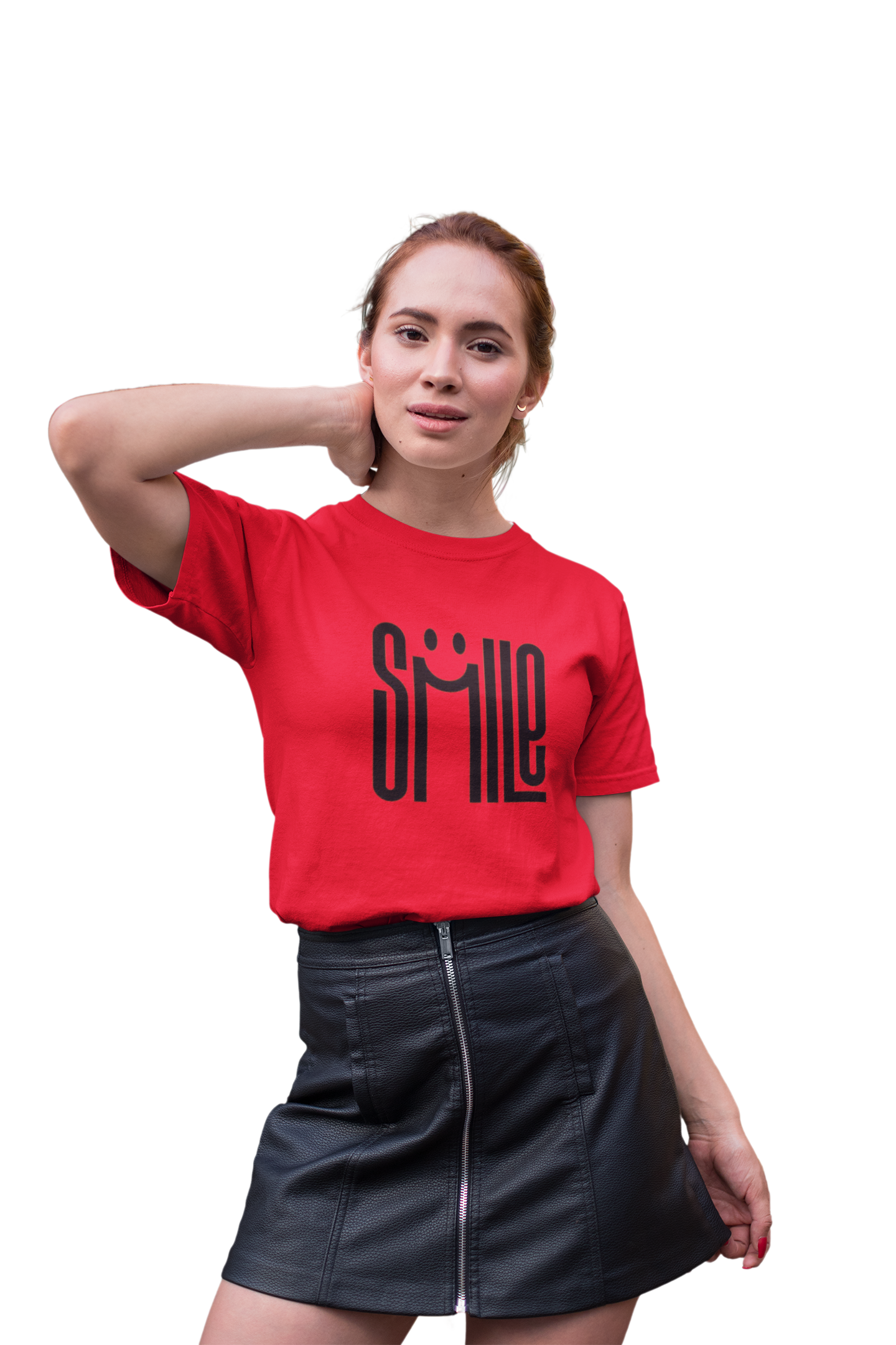 Bold Red "Smile" Graphic T-Shirt for Women