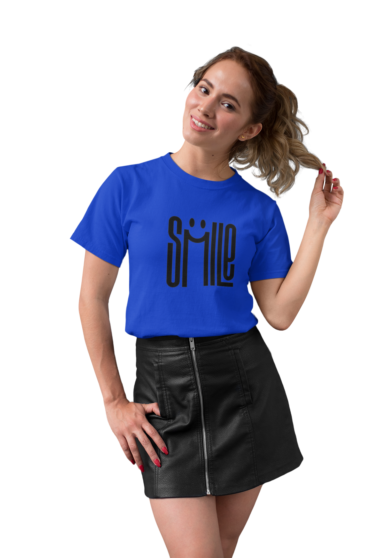 Bold Red "Smile" Graphic T-Shirt for Women