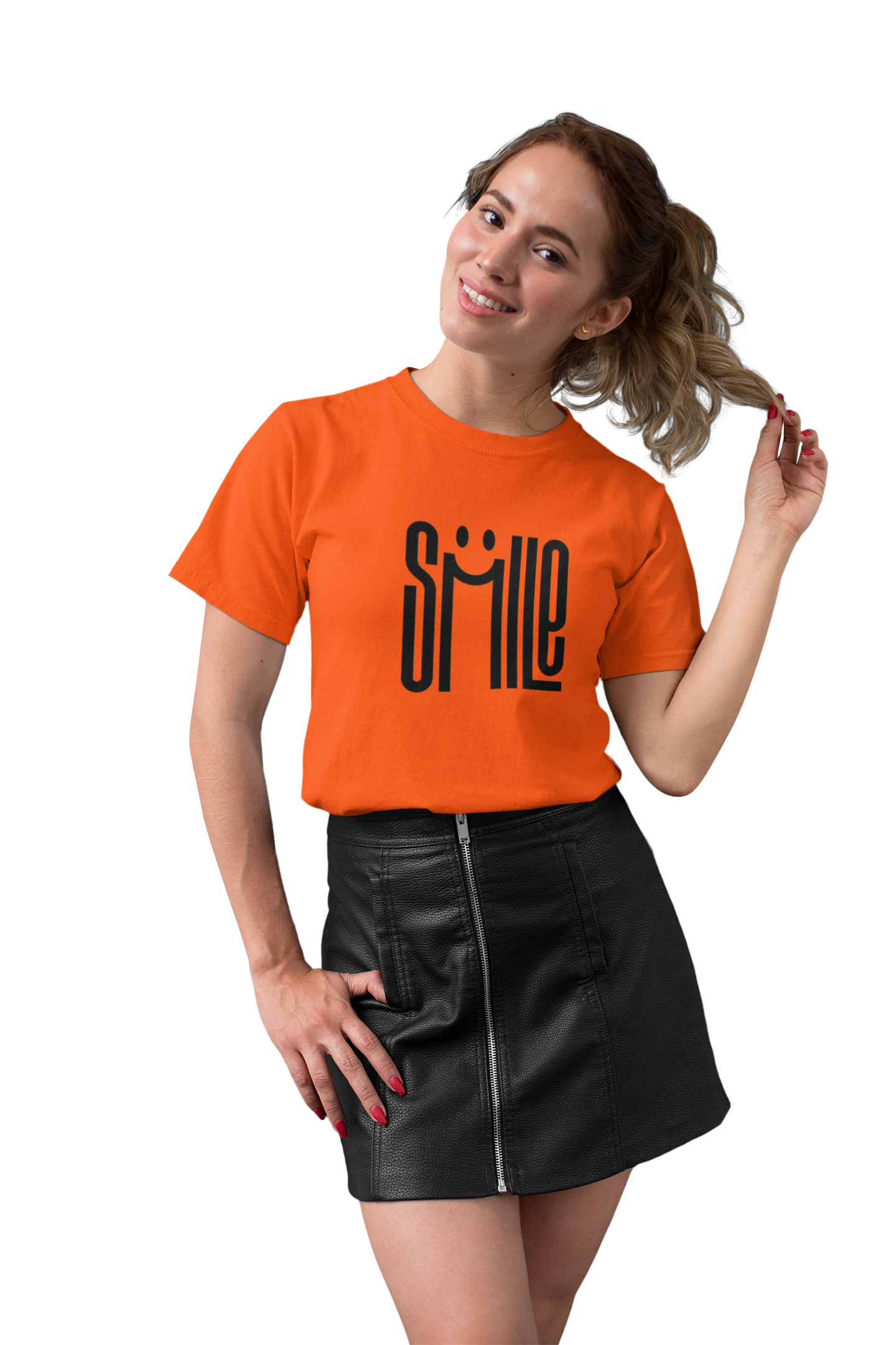 Bold Red "Smile" Graphic T-Shirt for Women