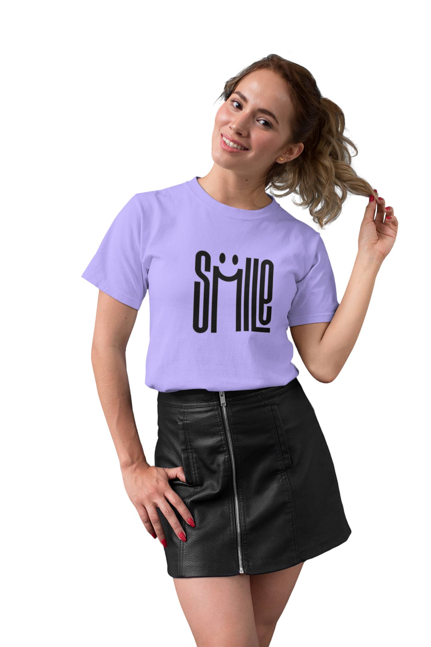 Bold Red "Smile" Graphic T-Shirt for Women