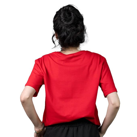 Women’s Casual Red “Feel” Printed T-Shirt