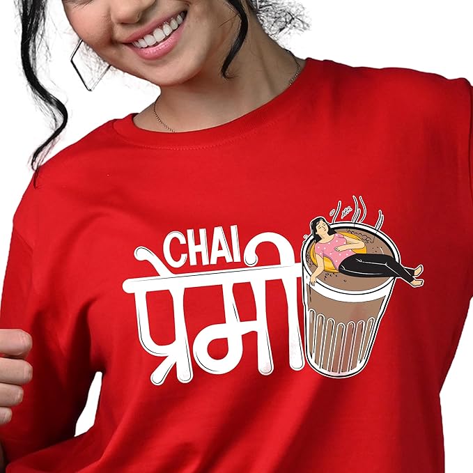 Red Chai Premi Graphic Tee – Quirky Desi Style