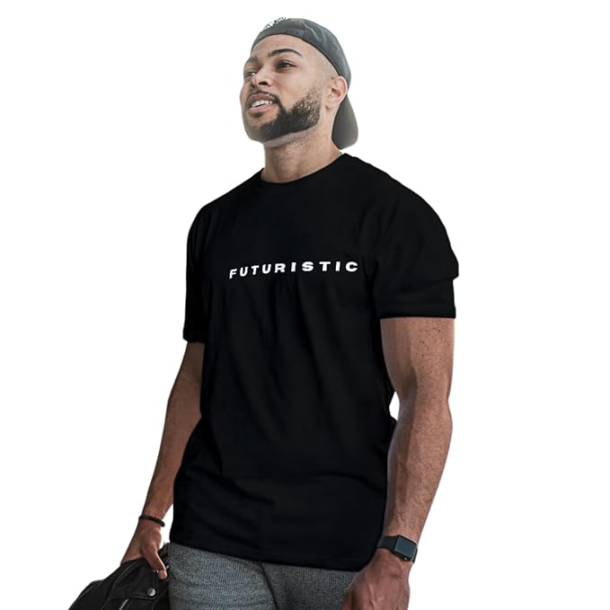 Black FUTURISTIC Graphic T-Shirt – Minimalist Modern Style